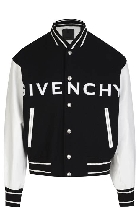 givenchy men leather sleeves wool bomber jacket|men cropped bomber jacket.